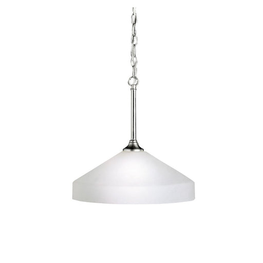 Kichler Ansonia 15in 1-Light Pendant | Brushed Nickel and Satin Etched Glass | Dining Room & Kitchen Island | 15 x 15 x 15 in | Model 3349NI