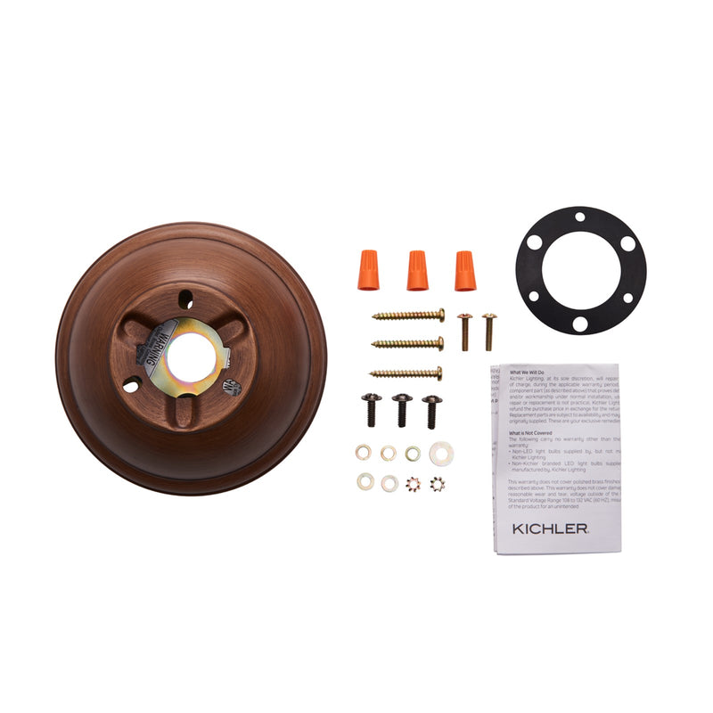 Kichler 337008WN Flush Mount Kit | Walnut Steel | Ceiling Fan Mount | 6 x 2.75 in | Model 337008WN