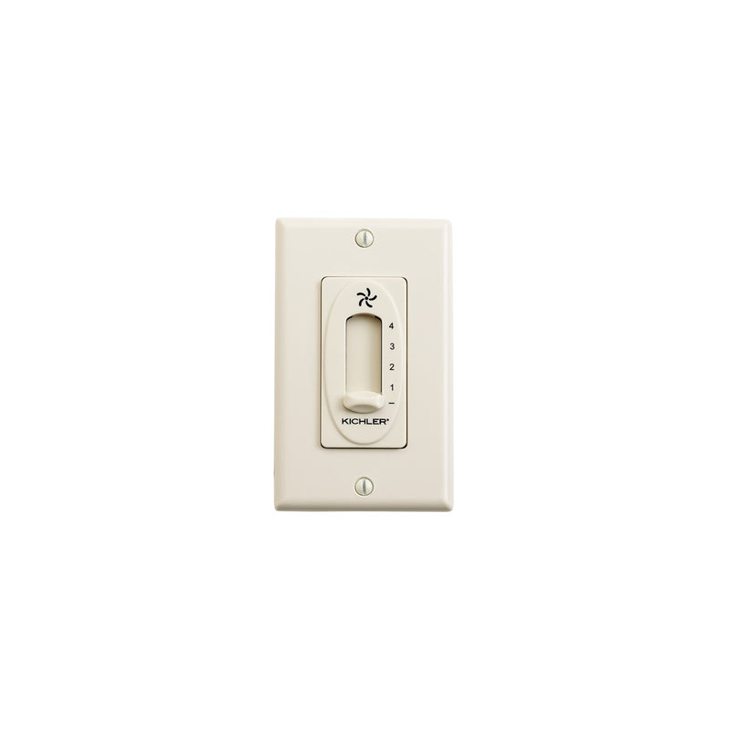 Kichler Accessory 4-Speed Fan Slide Control | Almond Plastic | Ceiling Fan Speed Control | 2.75 x 5.5 in | Model 337012ALM