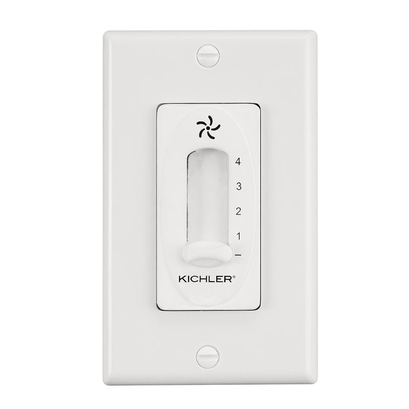 Kichler Accessory 4-Speed Fan Slide Control | White Plastic Wall Switch | Living Room & Bedroom Fan Speed | 2.75 x 5.5 in | Model 337012WH