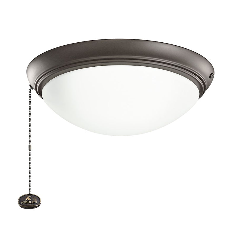 Kichler Accessory 11in Low Profile LED Ceiling Fan Light Kit | Satin Natural Bronze and Etched Opal Glass | Bedroom & Living Room | Model 338200SNB