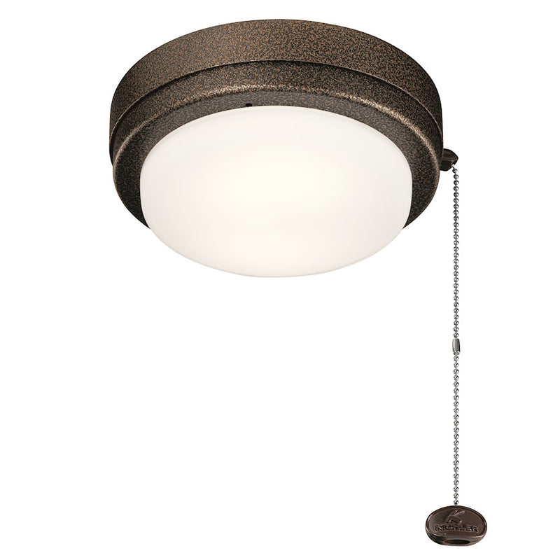 Kichler Arkwet 8in 1-Light Ceiling Fan Light Kit | Weathered Steel Aluminum and Etched Cased Opal Glass | Covered Patio & Outdoor | Model 338629WSP