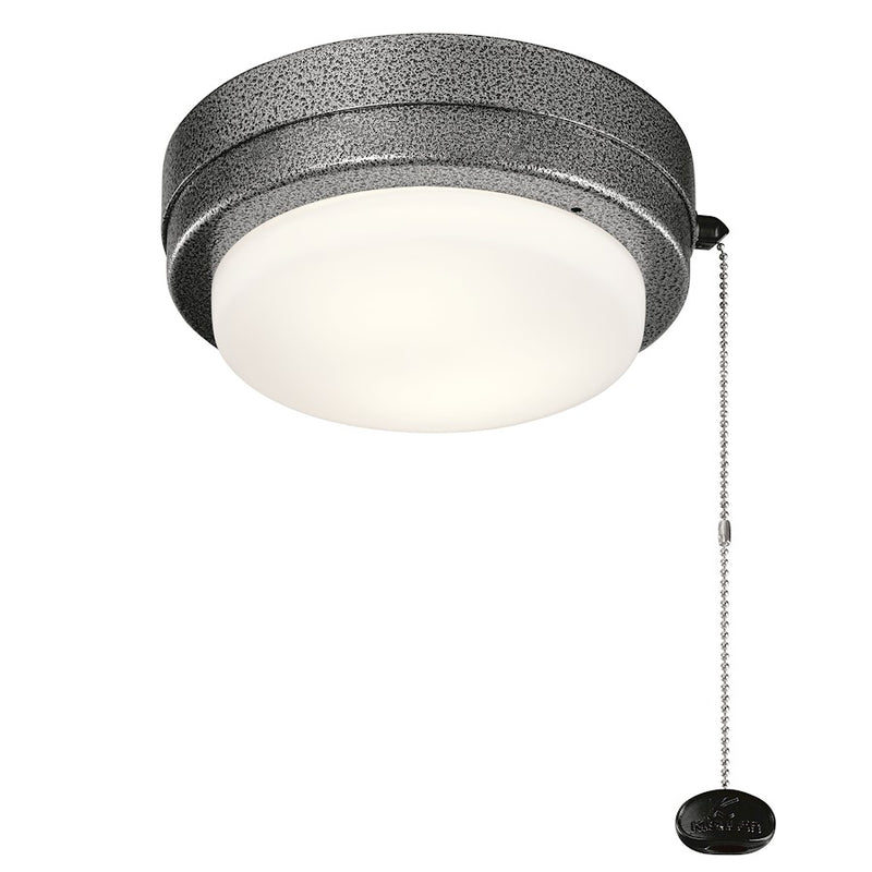 Kichler Arkwet 8in 1-Light Ceiling Fan Light Kit | Weathered Steel Aluminum and Etched Cased Opal Glass | Covered Patio & Outdoor | Model 338629WSP