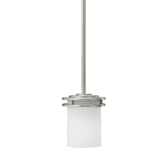 Kichler Hendrik 5.25in 1-Light Mini Pendant | Contemporary Brushed Nickel and Satin Etched Opal Glass | Kitchen Island & Dining Room | Model 3475NI