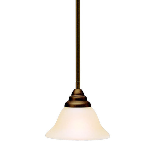 Kichler Telford 7in 1-Light Mini Pendant | Transitional Olde Bronze and Umber Etched Glass | Kitchen Island & Dining Room | Model 3476OZ