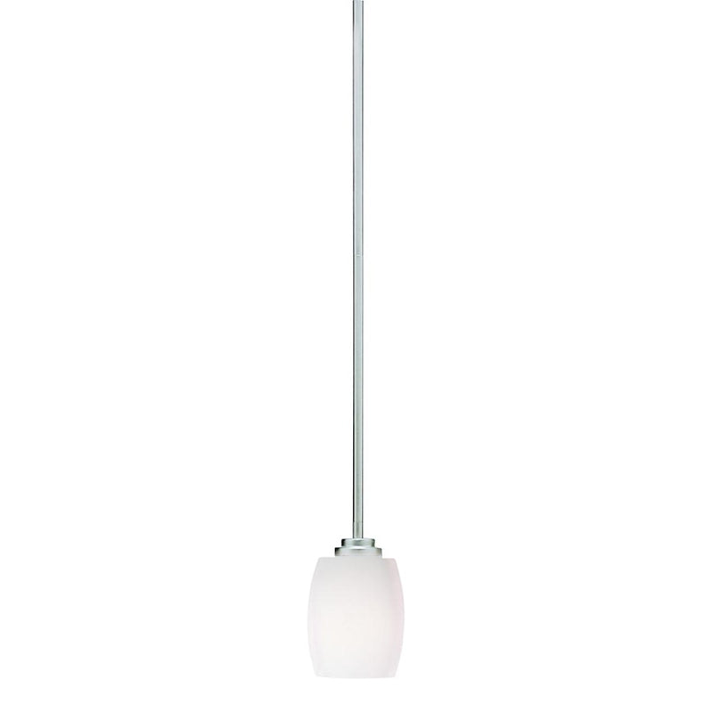 Kichler Eileen 4in 1-Light Mini Pendant | Contemporary Brushed Nickel and Satin Etched Opal Glass | Kitchen Island & Dining Area | Model 3497NI