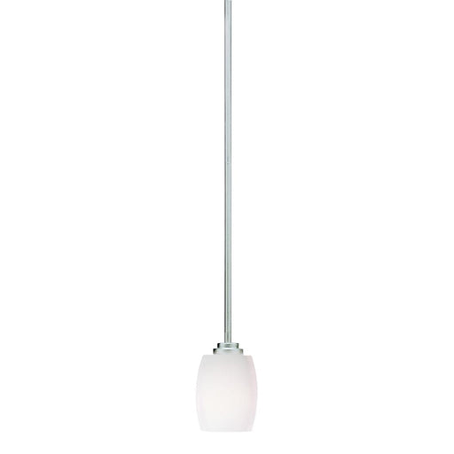 Kichler Eileen 4in 1-Light Mini Pendant | Contemporary Brushed Nickel and Satin Etched Opal Glass | Kitchen Island & Dining Area | Model 3497NI
