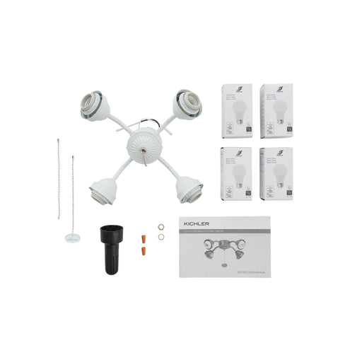 Kichler Accessory 4-Light LED Bent Arm Fitter | Steel Matte White | Ceiling Fan Light Kit | 13 x 4 in | Model 350015MWH