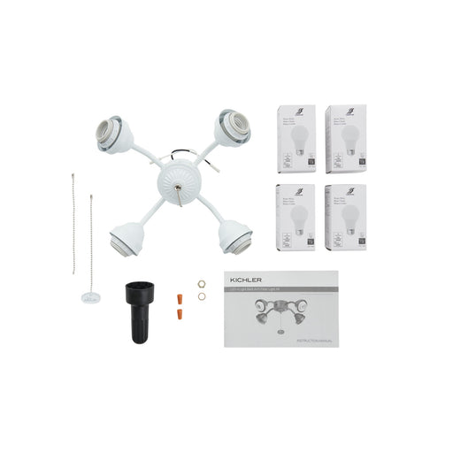 Kichler 4-Light LED Bent Arm Fitter | White Steel | Ceiling Fan Light Kit | 13 x 4 in | Model 350015WH