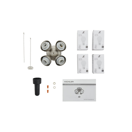 Kichler Accessory 4-Light LED Turtle Fitter | Brushed Nickel Steel | Ceiling Fan Light Kit | 4 x 9W LED Bulbs, 2700K | Model 350210NI