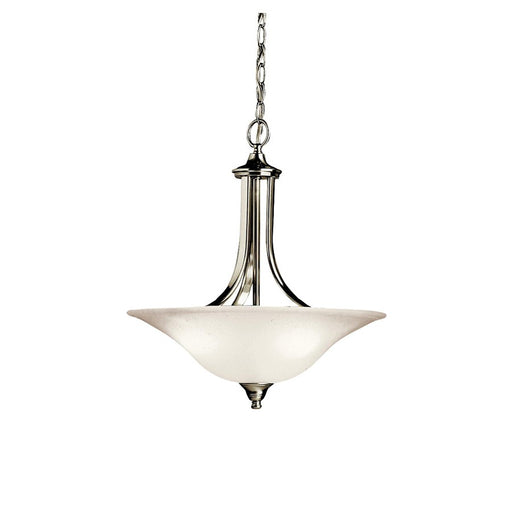 Kichler Dover 18in 3-Light Pendant | Transitional Brushed Nickel and Etched Seeded Glass | Kitchen Island & Dining Room | 18 x 19 in | Model 3502NI