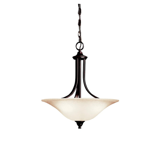 Kichler Dover 18in 3-Light Pendant | Transitional Tannery Bronze and Etched Seeded Glass | Kitchen Island & Dining Room | 18 x 19 in | Model 3502TZ