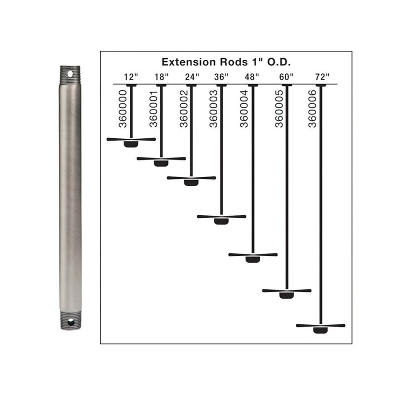 Kichler 12in Ceiling Fan Downrod | Aged White Steel | Standard 1in OD | 9ft Ceilings | Model 360000AW