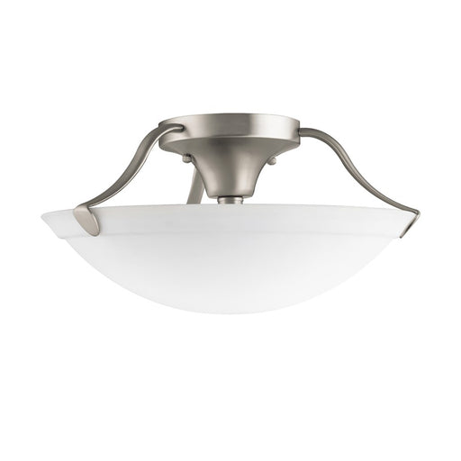 Kichler 16in 3-Light Semi-Flush Mount | Brushed Nickel and White Etched Glass | Transitional Ceiling Light for Living Room & Bedroom | Model 3627NI