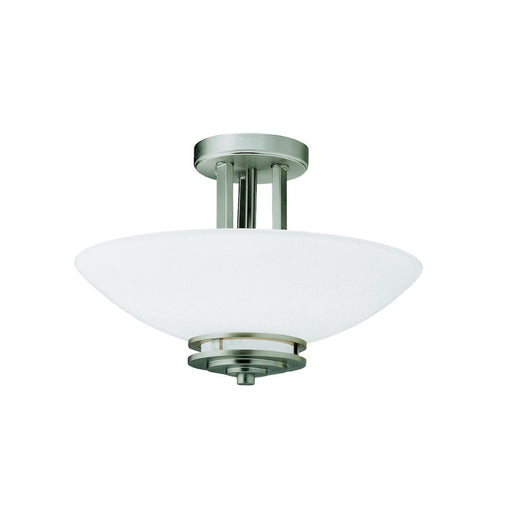 Kichler Hendrik 15in 2-Light Semi-Flush Mount | Contemporary Brushed Nickel and Satin Etched Opal Glass | Bedroom & Hallway | Model 3674NI
