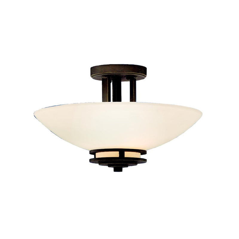 Kichler Hendrik 15in 2-Light Semi Flush | Contemporary Olde Bronze and Light Umber Glass | Living Room & Dining Room | 15 x 10 in | Model 3674OZ