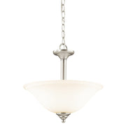 Kichler Wynberg 15in 2-Light Semi Flush Pendant | Transitional Brushed Nickel and Satin Etched Glass | Dining Room & Kitchen Island | Model 3694NI