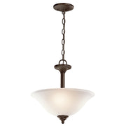 Kichler Wynberg 15in 2-Light Semi Flush Pendant | Transitional Olde Bronze and Satin Etched Glass | Kitchen & Dining Room | Model 3694OZ