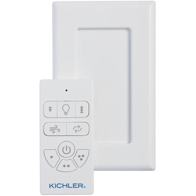 Kichler AC Handheld Remote Kit | Full Function White Plastic | Ceiling Fan Control with 3 Speeds & Dimmer | 3 x 4.75 in | Model 370136