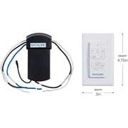 Kichler AC Handheld Remote Kit | Full Function White Plastic | Ceiling Fan Control with 3 Speeds & Dimmer | 3 x 4.75 in | Model 370136