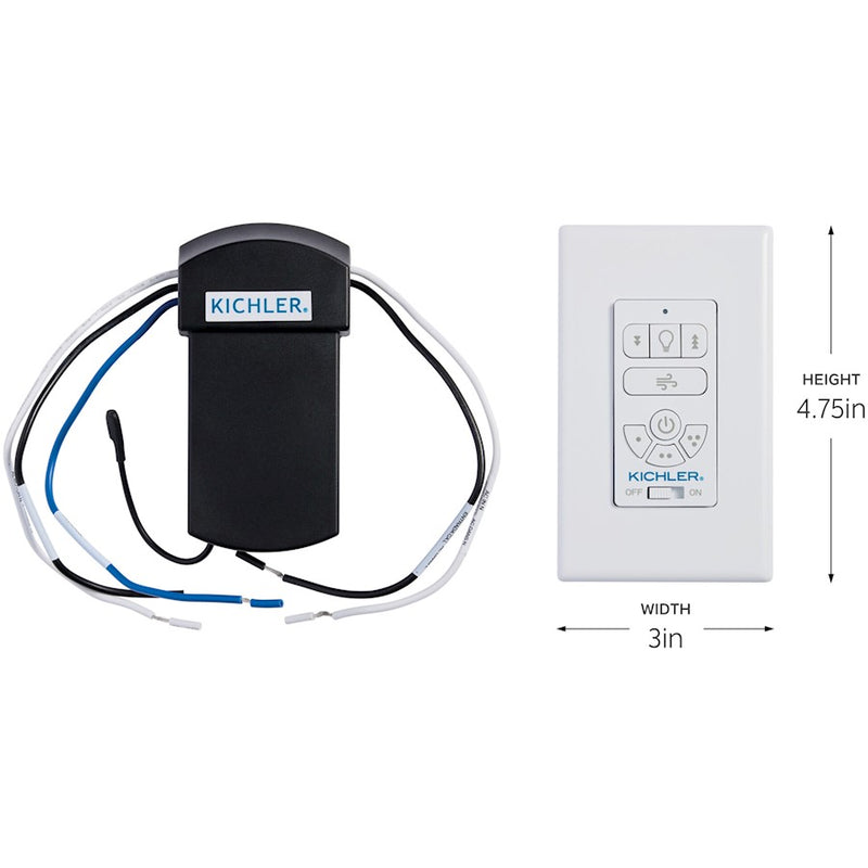 Kichler AC Wall Control Kit Limited Function | White Plastic | Ceiling Fan Speed & Light Control | 3 x 4.75 in | Model 370146