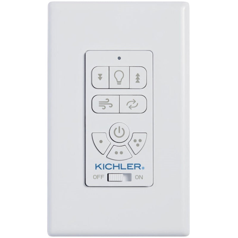 Kichler AC Standard Full Function Wall Remote Control | White Plastic | Ceiling Fan Speed & Light Control | 3 x 4.75 in | Model 370155