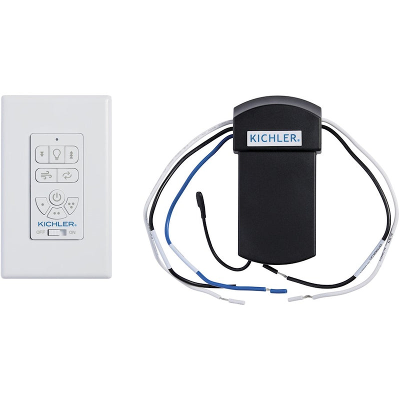 Kichler AC Wall Control Kit Full Function | White Plastic | Ceiling Fan & Light Control | 3 x 4.75 in | Model 370156