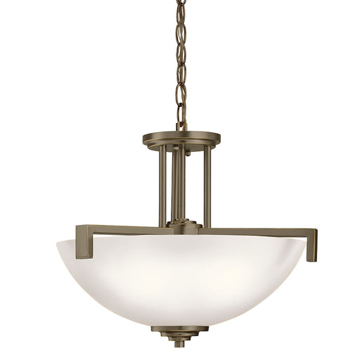 Kichler Eileen 17in 3-Light Semi-Flush | Contemporary Olde Bronze and Satin Etched White Glass | Dining Room & Living Room | Model 3797OZS