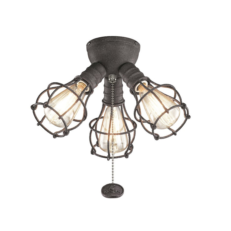 Kichler Accessory 10in 3-Light LED Industrial Fixture | Distressed Black Steel | Living Room & Dining Room | 10 x 6.75 in | Model 380041DBK