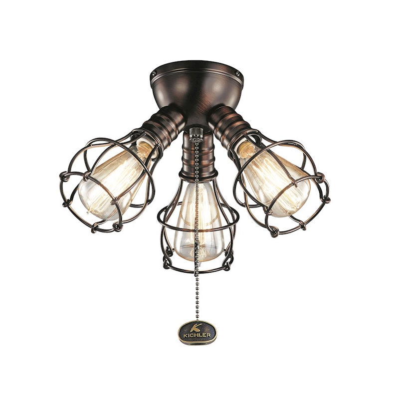 Kichler Accessory 3-Light LED Ceiling Fan Light Kit | Industrial Oil Brushed Bronze Steel | Living Room & Bedroom | 10.25 x 6.75 in | Model 380041OBB