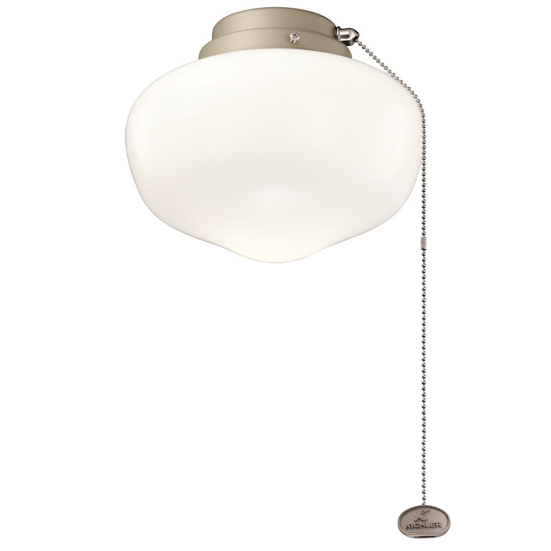 Kichler Accessory 8in LED Schoolhouse Light Kit | Antique Satin Silver Steel & Glass | Ceiling Fan Light Kit | 8 x 6.75 in, 2700K | Model 380913ANS