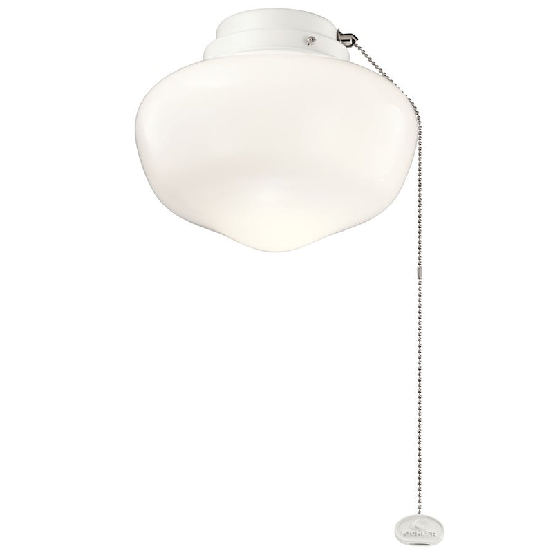 Kichler Accessory 8in 1-Light LED Schoolhouse Light Kit | Matte White Steel and Glass | Ceiling Fan Light Kit | 8 x 8 x 6.75 in | Model 380913MWH