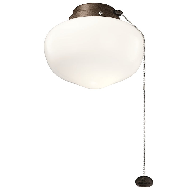 Kichler 8in LED Schoolhouse Light Kit | Tannery Bronze Powder Coat Steel/Glass | Ceiling Fan Light | 8 x 6.75 in, 2700K | Model 380913TZP