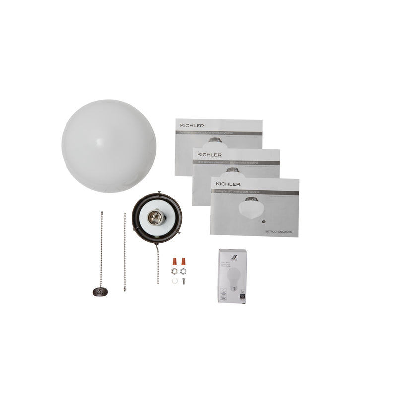 Kichler Accessory 8in LED Schoolhouse Light Kit | Weathered Copper Powder Coat Steel | Ceiling Fan Light Kit | 8 x 6.75 in | Model 380913WCP