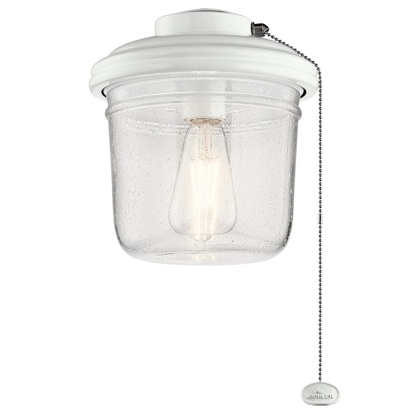 Kichler Yorke Fan Light Kit 8.5in | White Steel with Clear Seeded Glass | Indoor & Covered Patio | 8.5 x 9 in | Model 380915WH