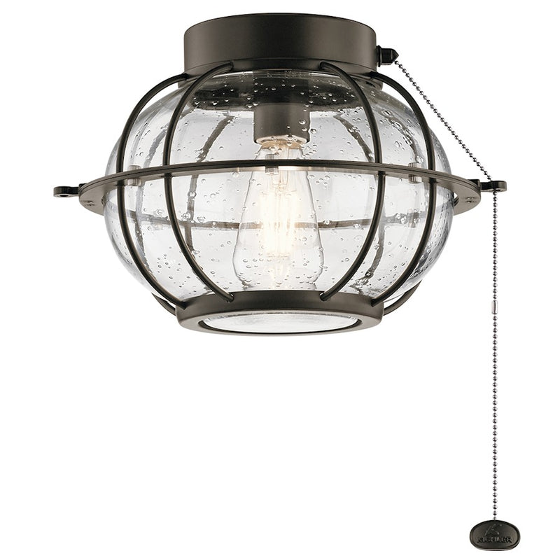 Kichler Bridge Point 12in Fan Light Kit | Olde Bronze Steel & Clear Seeded Glass | Covered Patio & Indoor | 12 x 8 in | Model 380945OZ