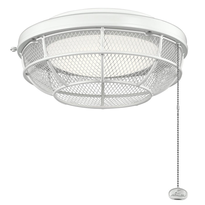 Kichler LED Industrial Mesh Light Kit | Matte White Steel | Ceiling Fan Light Kit for Wet Locations | 12.75 x 6.25 in | Model 380952MWH