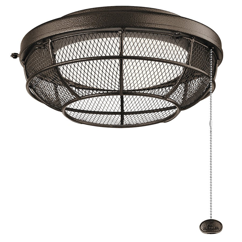 Kichler LED Industrial Mesh Light Kit | Tannery Bronze Powder Coat and Etched Cased Opal Glass | Ceiling Fan Light Kit | 13 x 6 in | Model 380952TZP