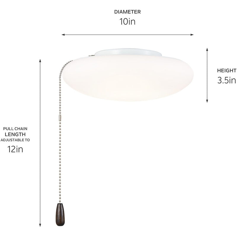 Kichler 10in Universal LED Fan Light Kit | Sleek White Steel | Dimmable & CCT Selectable | 3000K-5000K, 2600 Lumens | Model 380961