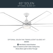 Kichler Solen 65in Ceiling Fan Translucent Blade Set | Clear Plastic | Modern Ceiling Fan Accessory | 30 x 4.5 x 0.13 in | Model 390065