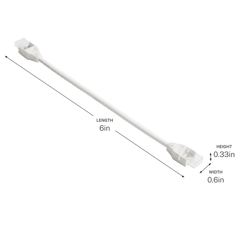 Kichler Wet 6" Jumper | White Plastic | Connecting Tape Light Sections | 6 x 0.6 x 0.33 in | Model 3J6WH