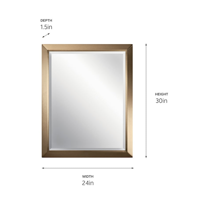 Kichler Rectangle 24x30in Wall Mirror | Champagne Bronze Steel Frame | Bathroom & Entryway Accent | Model 41011CPZ