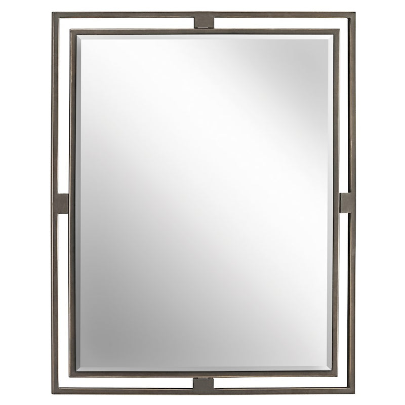 Kichler Hendrik 24x30in Wall Mirror | Olde Bronze Steel Frame | Entryway & Powder Room Accent | 24 x 30 x 1 in | Model 41071OZ