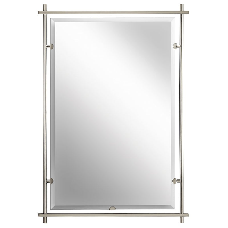 Kichler Eileen 26x39in Wall Mirror | Brushed Nickel Steel Frame | Entryway & Powder Room Accent | 26.5 x 39 x 1 in, Vertical Mount | Model 41096NI