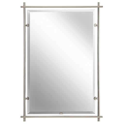 Kichler Eileen 26x39in Wall Mirror | Brushed Nickel Steel Frame | Entryway & Powder Room Accent | 26.5 x 39 x 1 in, Vertical Mount | Model 41096NI