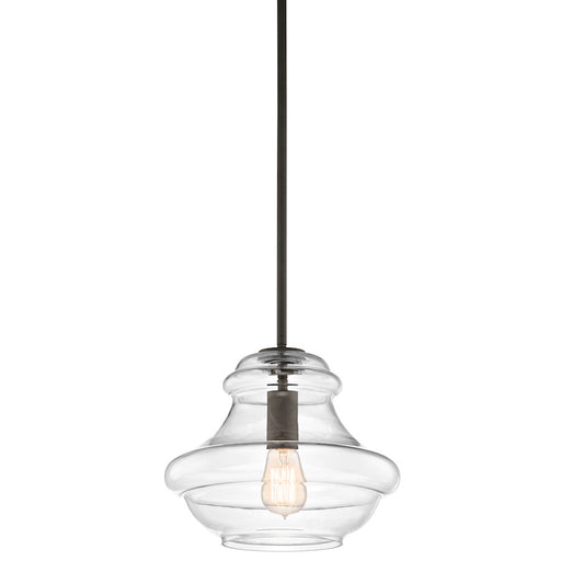 Kichler Everly 12in 1-Light Pendant | Transitional Olde Bronze and Clear Glass | Kitchen Island | 12 x 10.5 in | Model 42044OZ