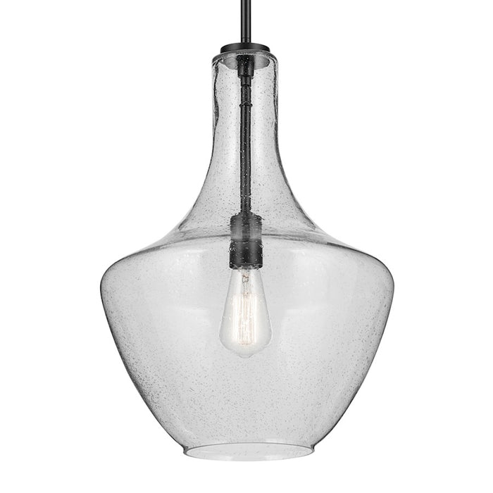 Kichler Everly 1 Light Bell 19.75" Pendant, Black/Clear Seeded