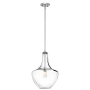 Kichler Everly 14in 1-Light Pendant | Chrome and Clear Glass | Kitchen Island & Dining Room | 14 x 14 x 20 in | Model 42046CH