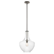 Kichler Everly 14in 1-Light Pendant | Transitional Olde Bronze and Clear Glass | Kitchen Island & Dining Room | 13.75 x 20 in | Model 42046OZ
