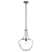 Kichler Everly 20in 1-Light Pendant | Transitional Olde Bronze and Clear Seeded Glass | Kitchen Island & Dining Room | Model 42046OZCS
